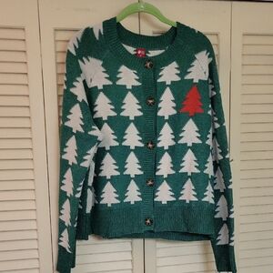 Festive Green and White Tree Sweater